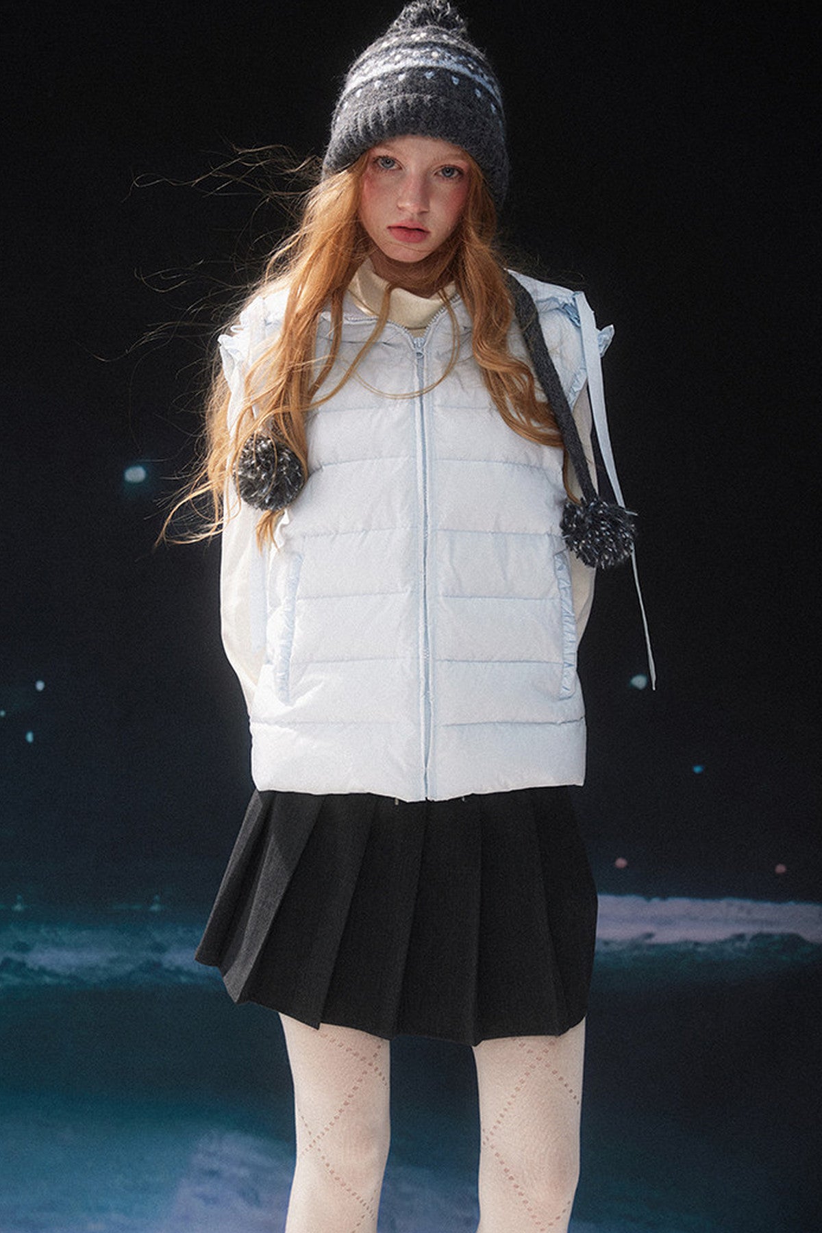 Blue Bear Detachable Sleeve Down Jacket