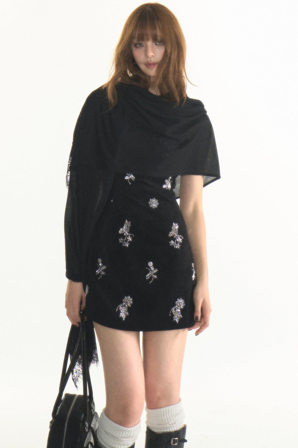 Heavy Silver Sequin Floral Tank Dress