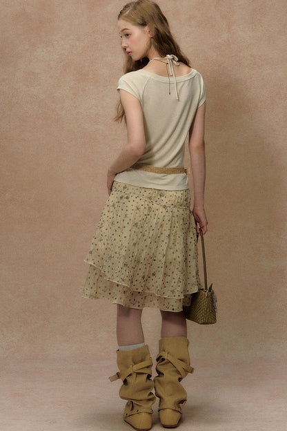 Retro Floral Asymmetrical Skirt