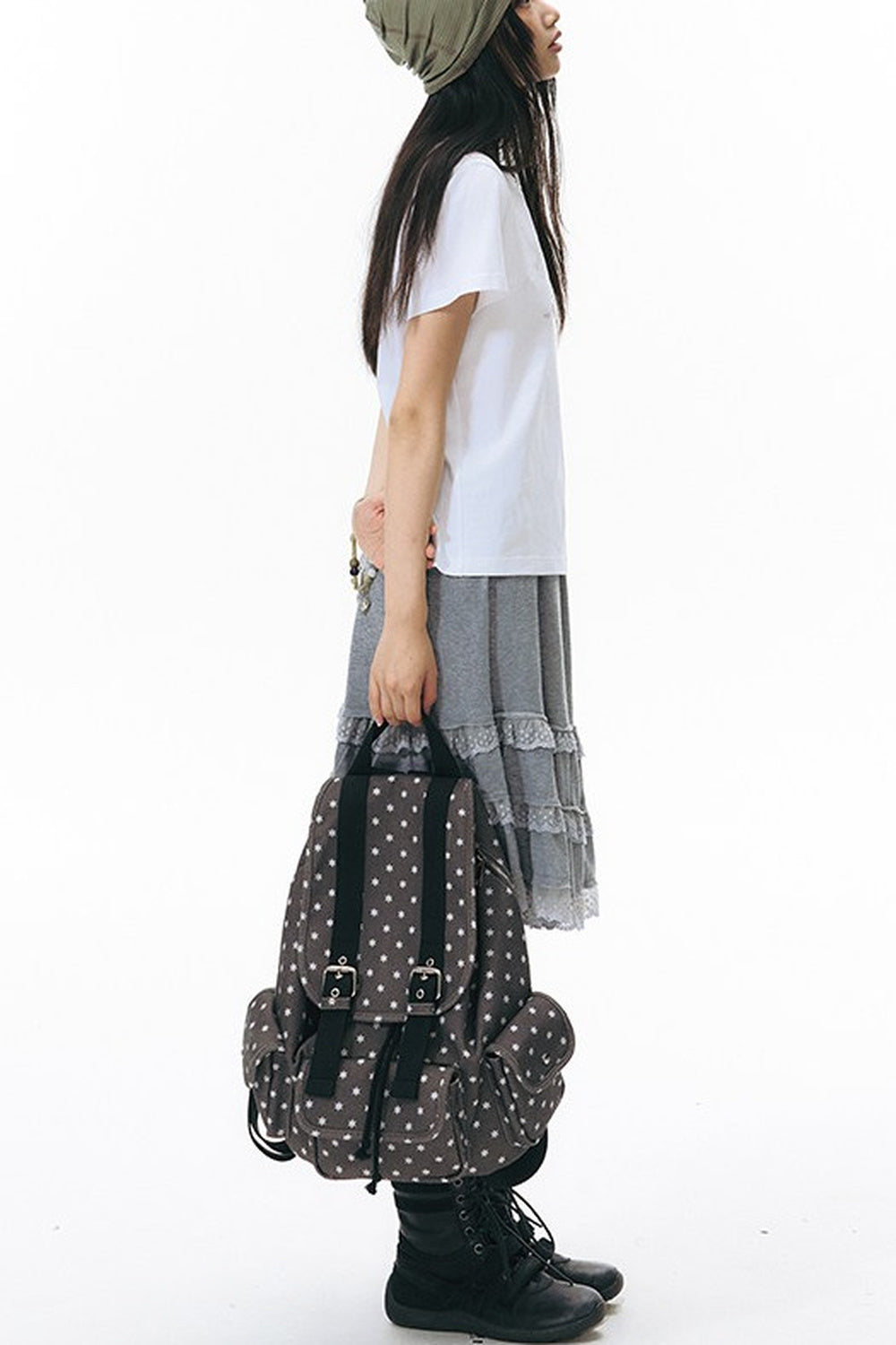 Canvas-Rucksack mit sechszackigem Stern und mehreren Taschen