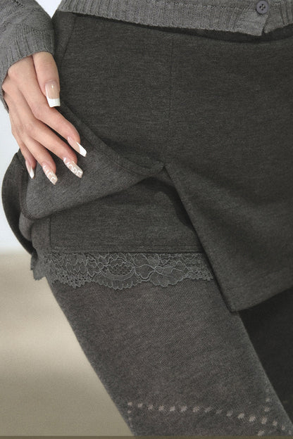 Lace Patchwork A-Line Skirt