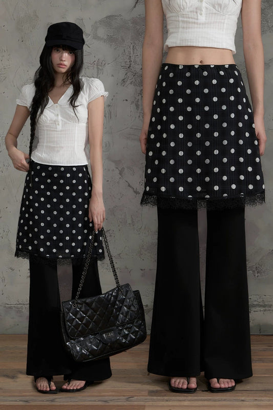 Lace Polka Dot A-Line Skirt