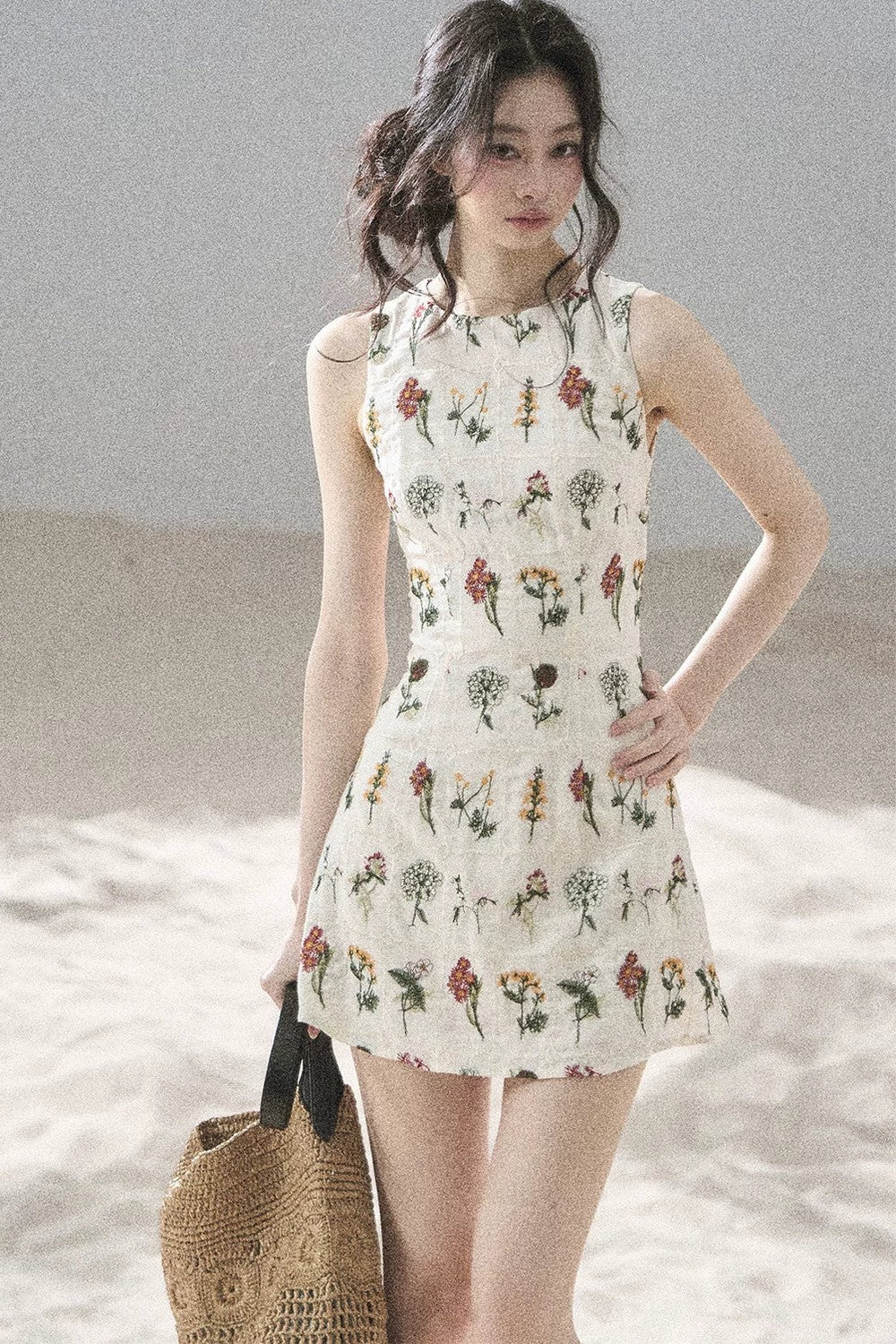 French Floral Waist Dress
