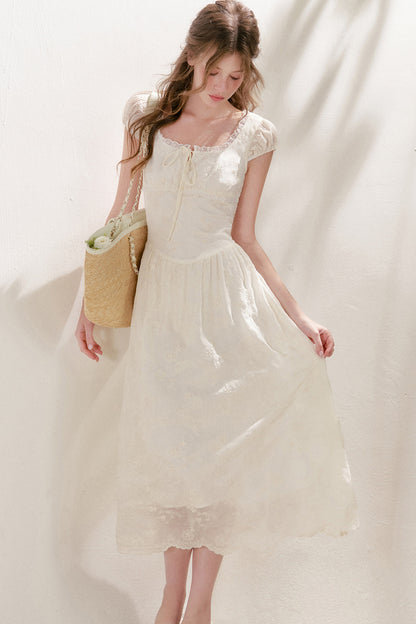 Heavy Embroidery Lace Patchwork Long Dress
