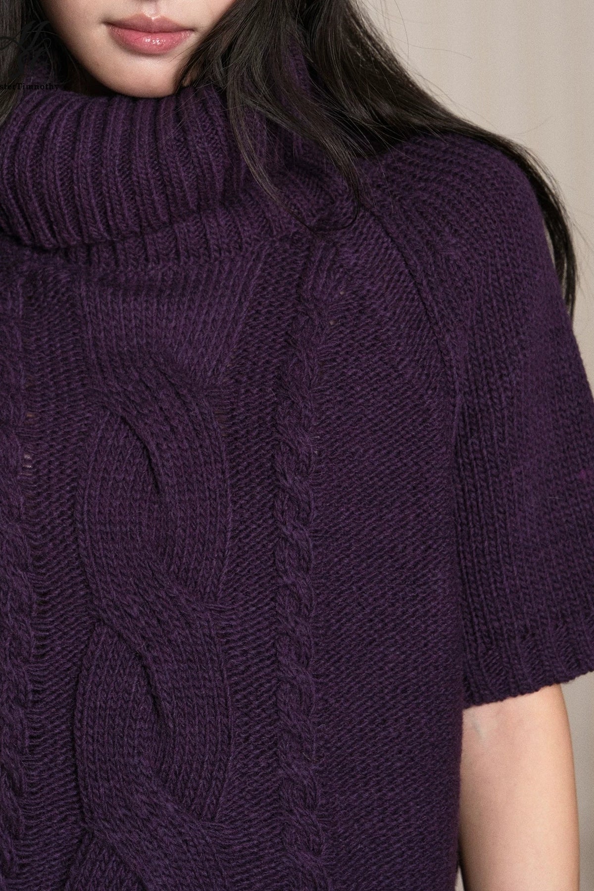Short Sleeve Scarf Layered Knit Sweater