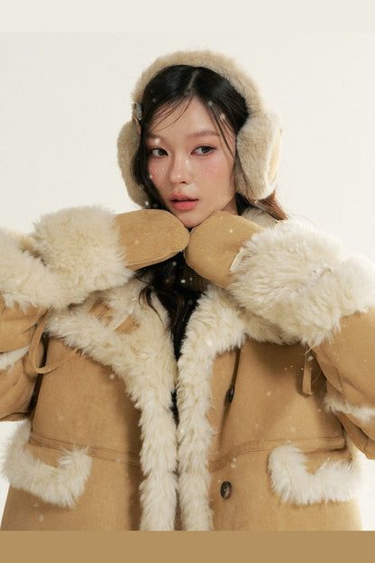 Loose Fur Integrated Suede Jacket