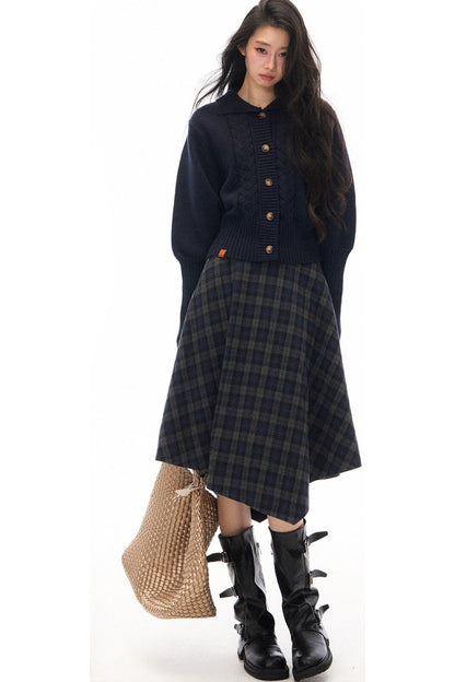 Short Knit Cardigan and Long Skirt Set-Up