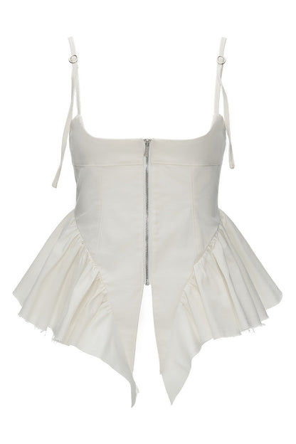 Thickened Twill Raw Edge Fishbone Camisole