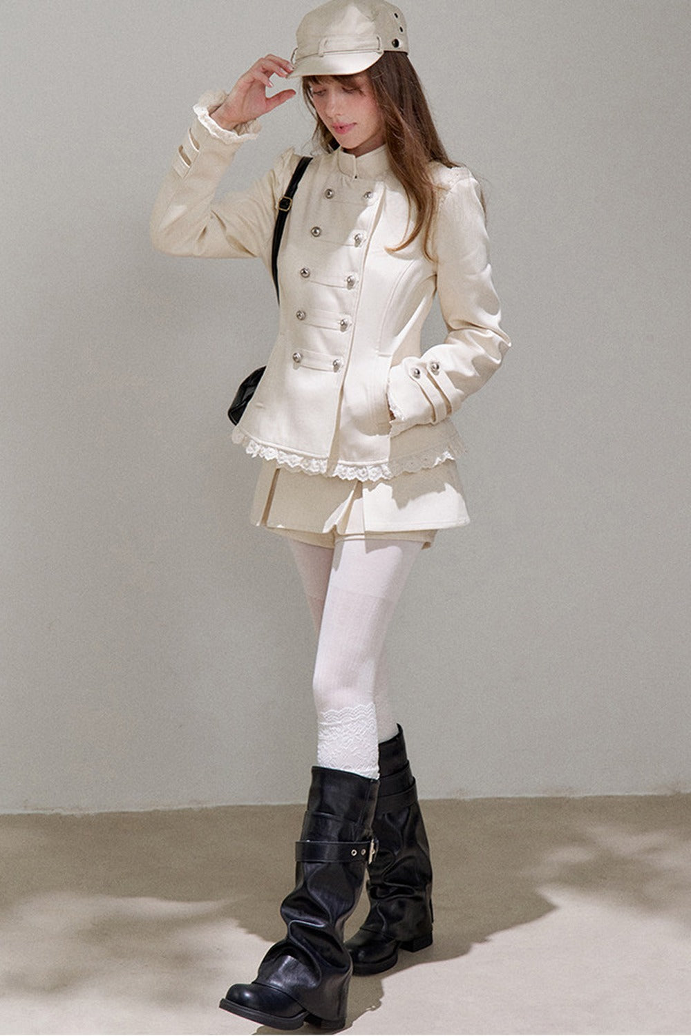 Double-Breasted Stand Collar Jacket