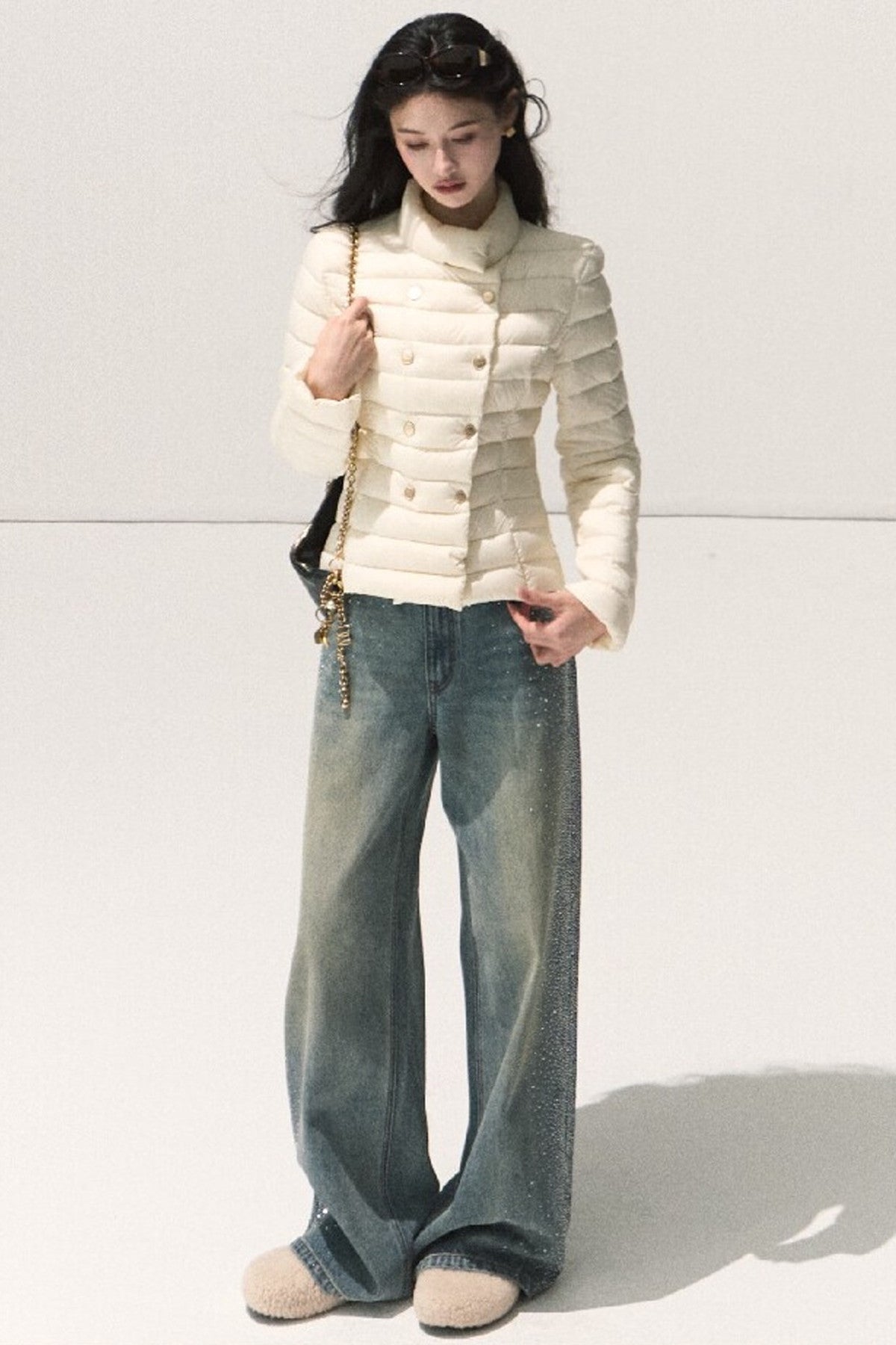 Rhinestone Wide-Leg Jeans