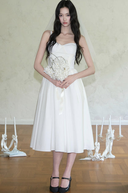 Vertical Cut Stand-Up Collar Slip Dress