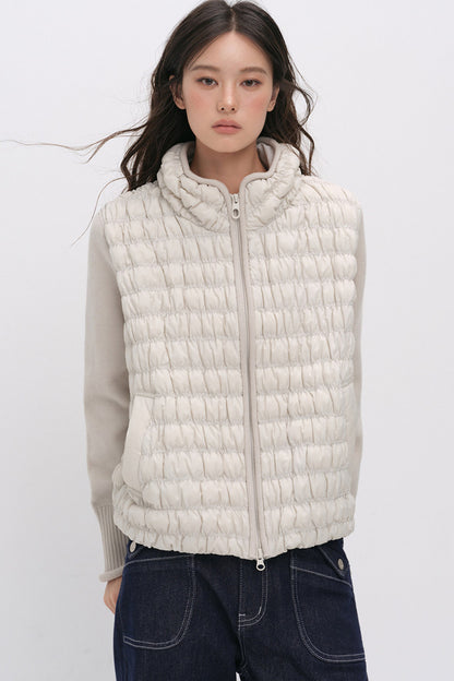 Knit Spliced Quilted Down Jacket