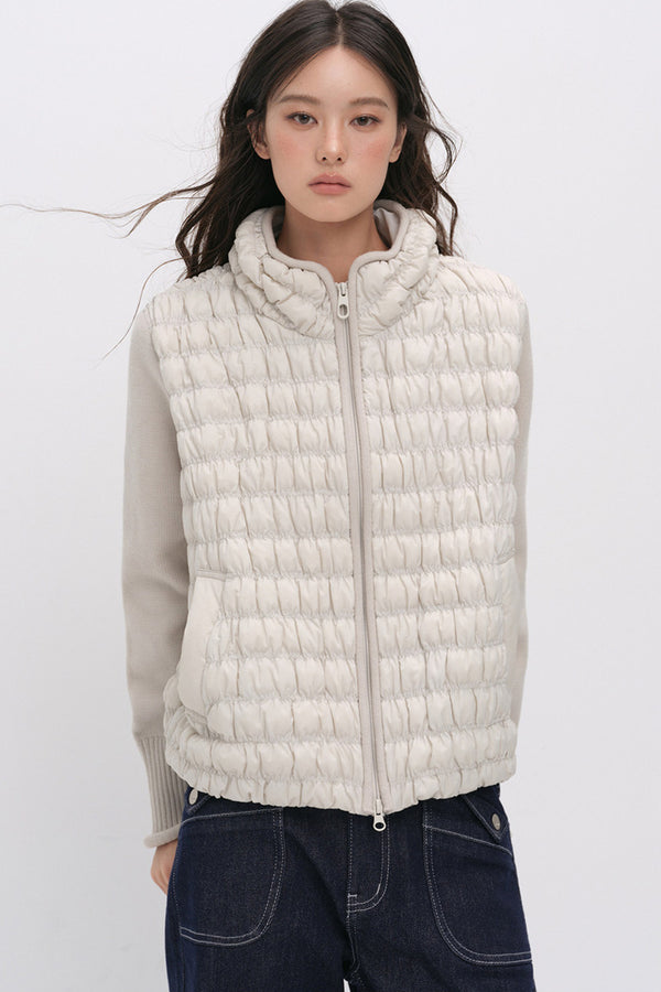 Knit Spliced Quilted Down Jacket