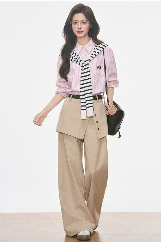 Ensemble chemise rayée et pantalon large