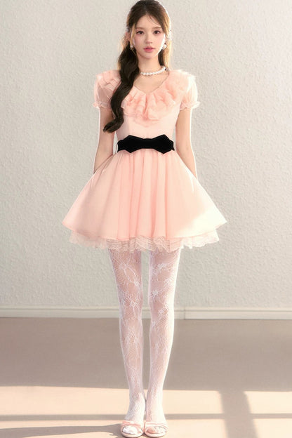 Abito francese color block con scollo a V