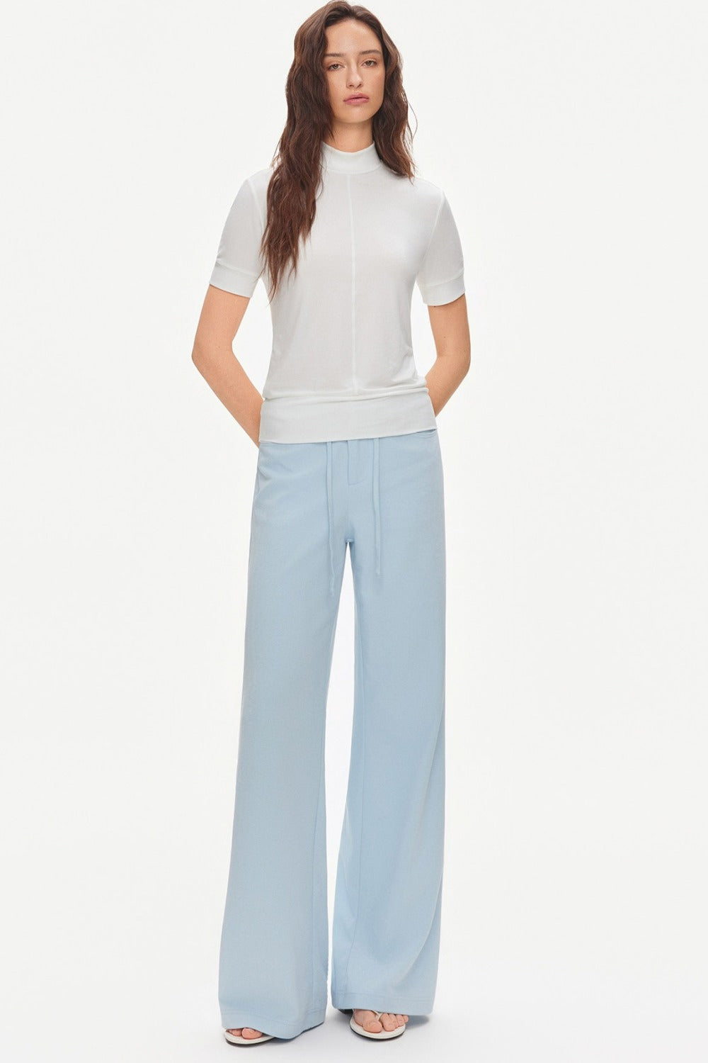 Drawstring Wide-Leg Trousers