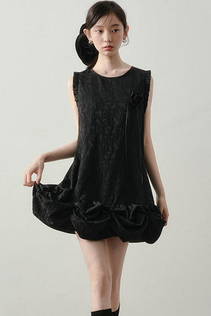 Vestido de jacquard floral rosa madera