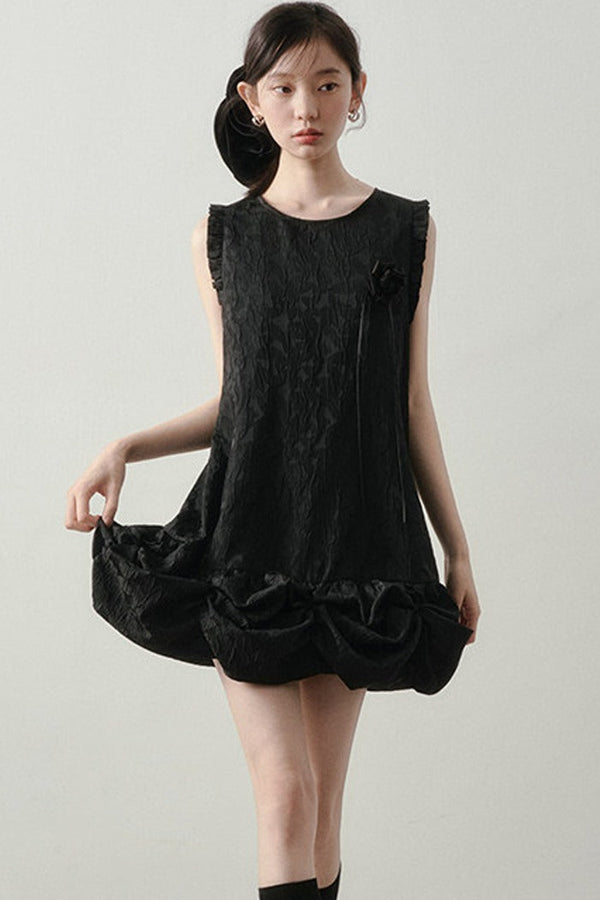 Vestido de jacquard floral rosa madera