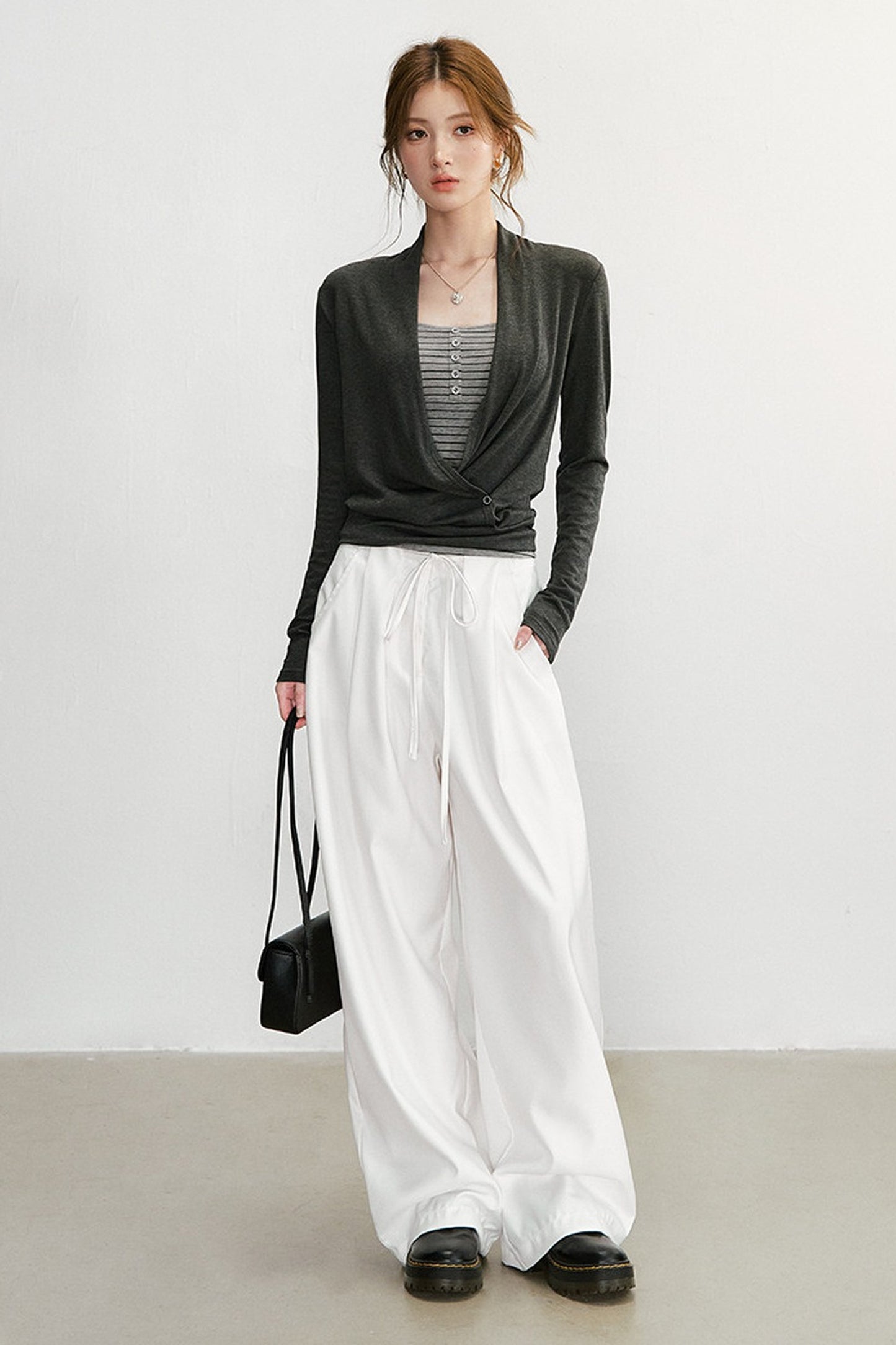Cross V-Neck Knit Top and Camisole Set