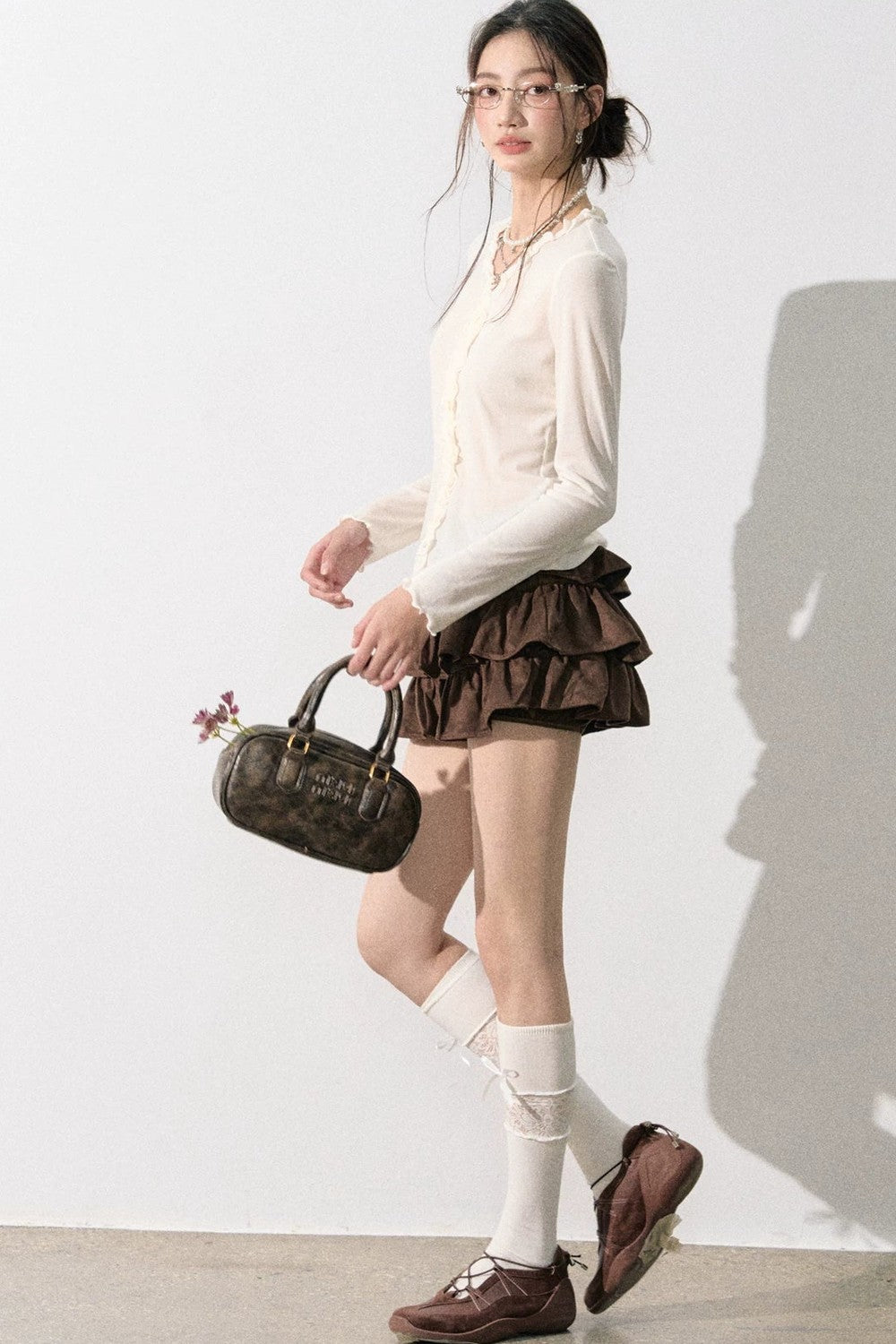 French Knit Ruffled Top