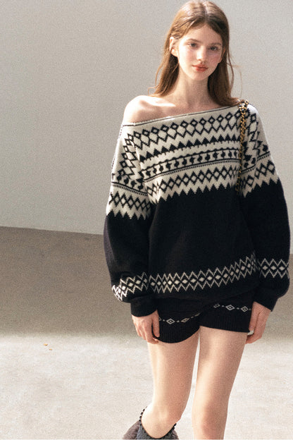 Jersey de lana australiana con motivo Fair Isle