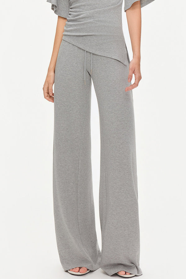 Ruched Modal Cotton Top and Wide-Leg Pants Set-Up