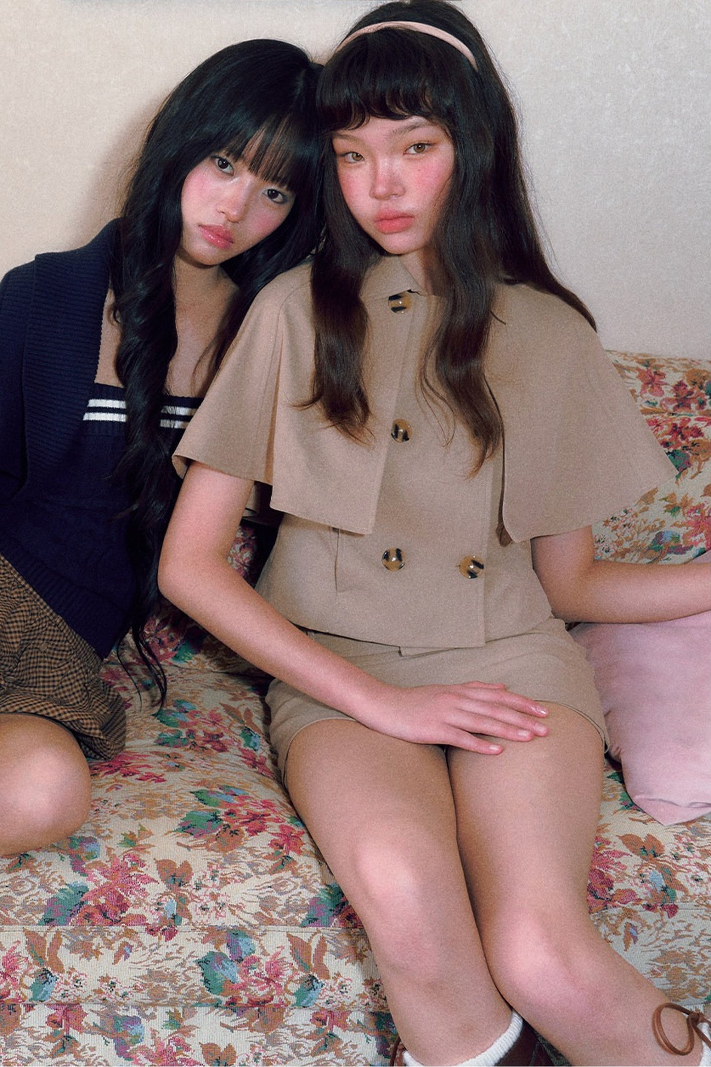 Vintage Double-Breasted Cape Top and Short Skirt Set-Up