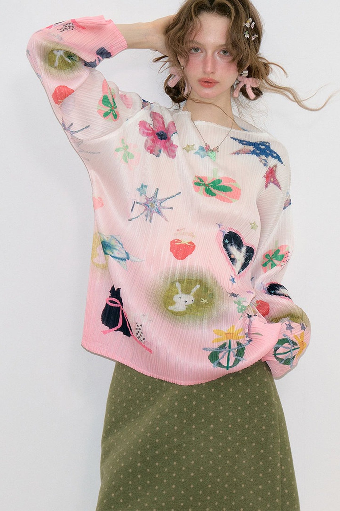 Pink Mist Pleated Blouse