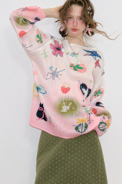 Pink Mist Pleated Blouse