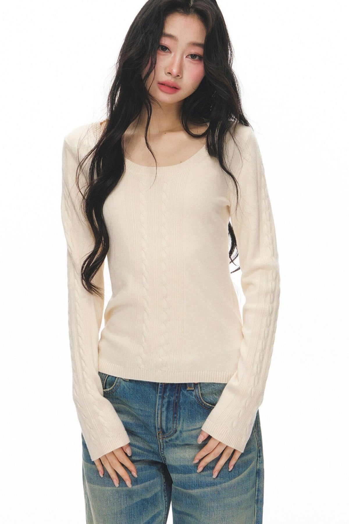 Long Sleeve Knit Top and Pants Set-Up