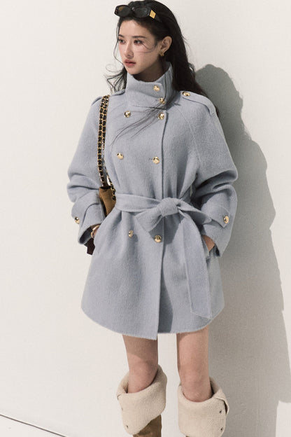 Cappotto in pura lana con cintura