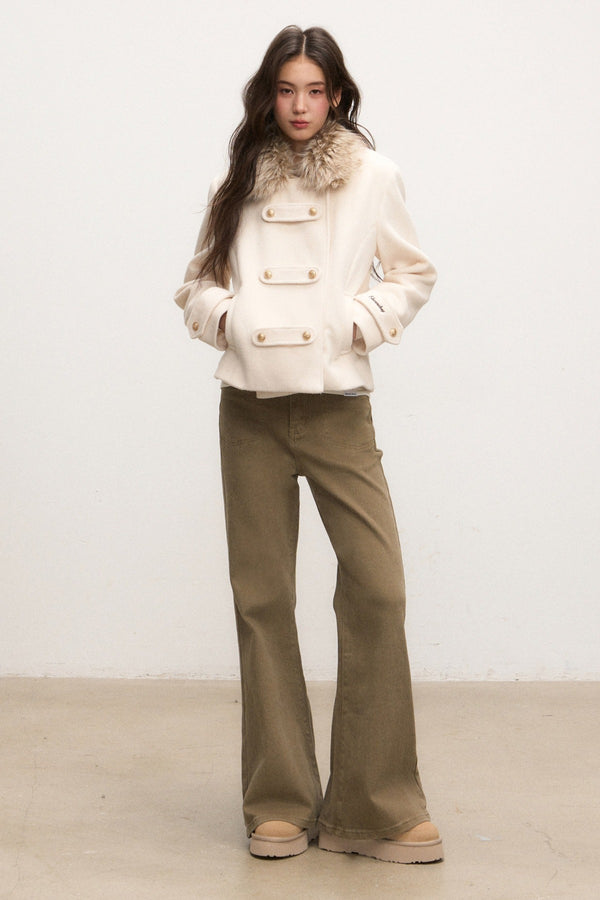 White Wool Coat and Jeans Set-Up