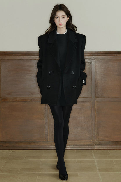 Pure Wool Notched Lapel Coat