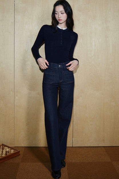 Pantaloni in cotone a vita alta