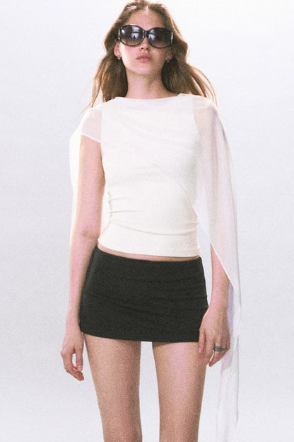 Black Knitted A-Line Skirt