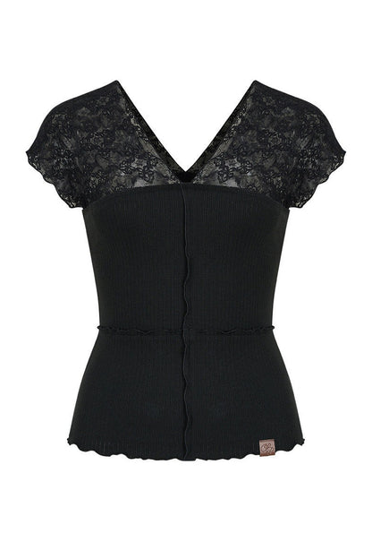 Semi-Transparent Lace Modal Top