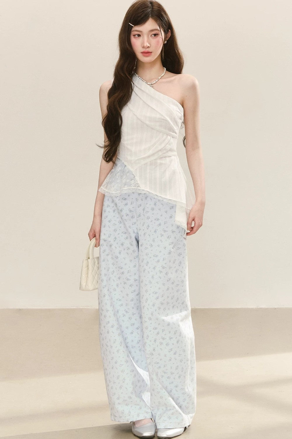 White French Asymmetrical Twist Top