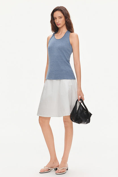 Cotton Drawstring Flower-Bud Skirt