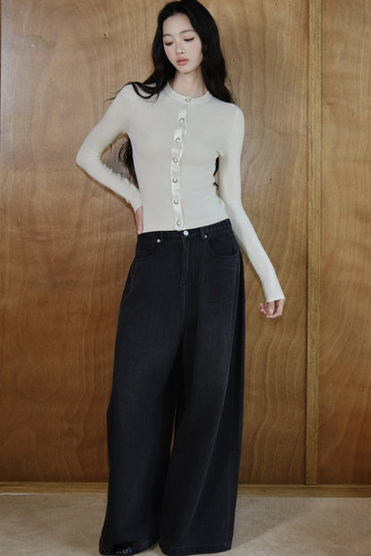 Pure Wool Button Knit Top