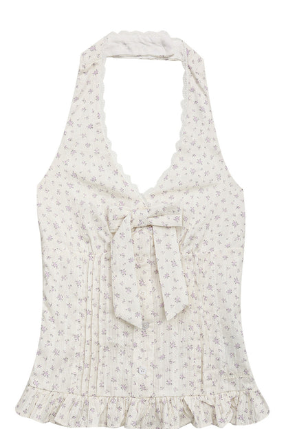 Floral Bow Halter Top