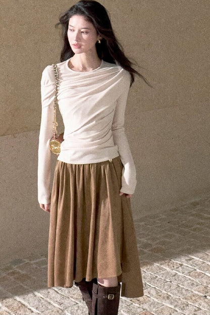 Asymmetrical Tidal Marsh Vein Knit Top