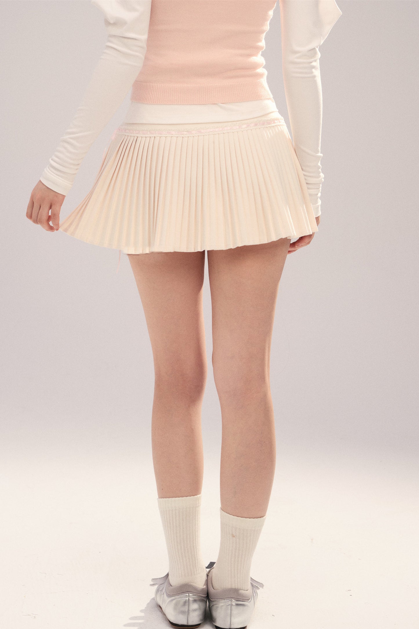 Drawstring Pleated A-Line Skirt
