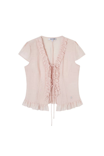 French V-Neck Lace Shirt