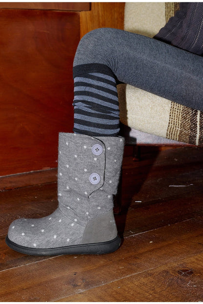 Flat Knitted Mid-Calf Boots
