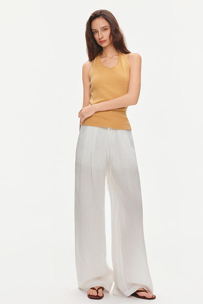 Top in maglia con scollo all’americana annodato