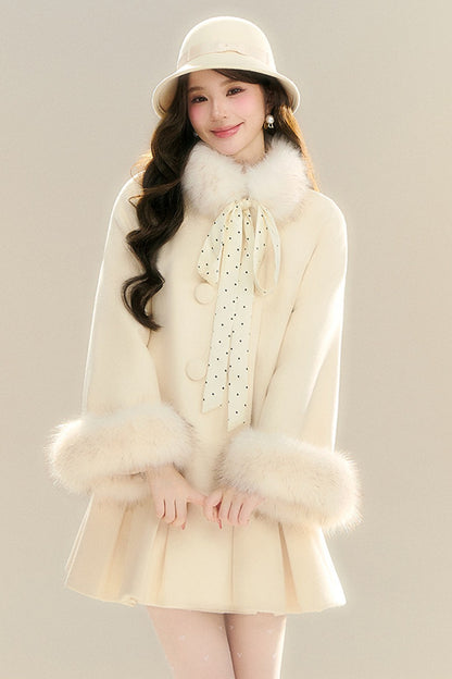 Bow Collar Woolen Coat