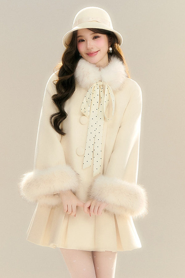Bow Collar Woolen Coat