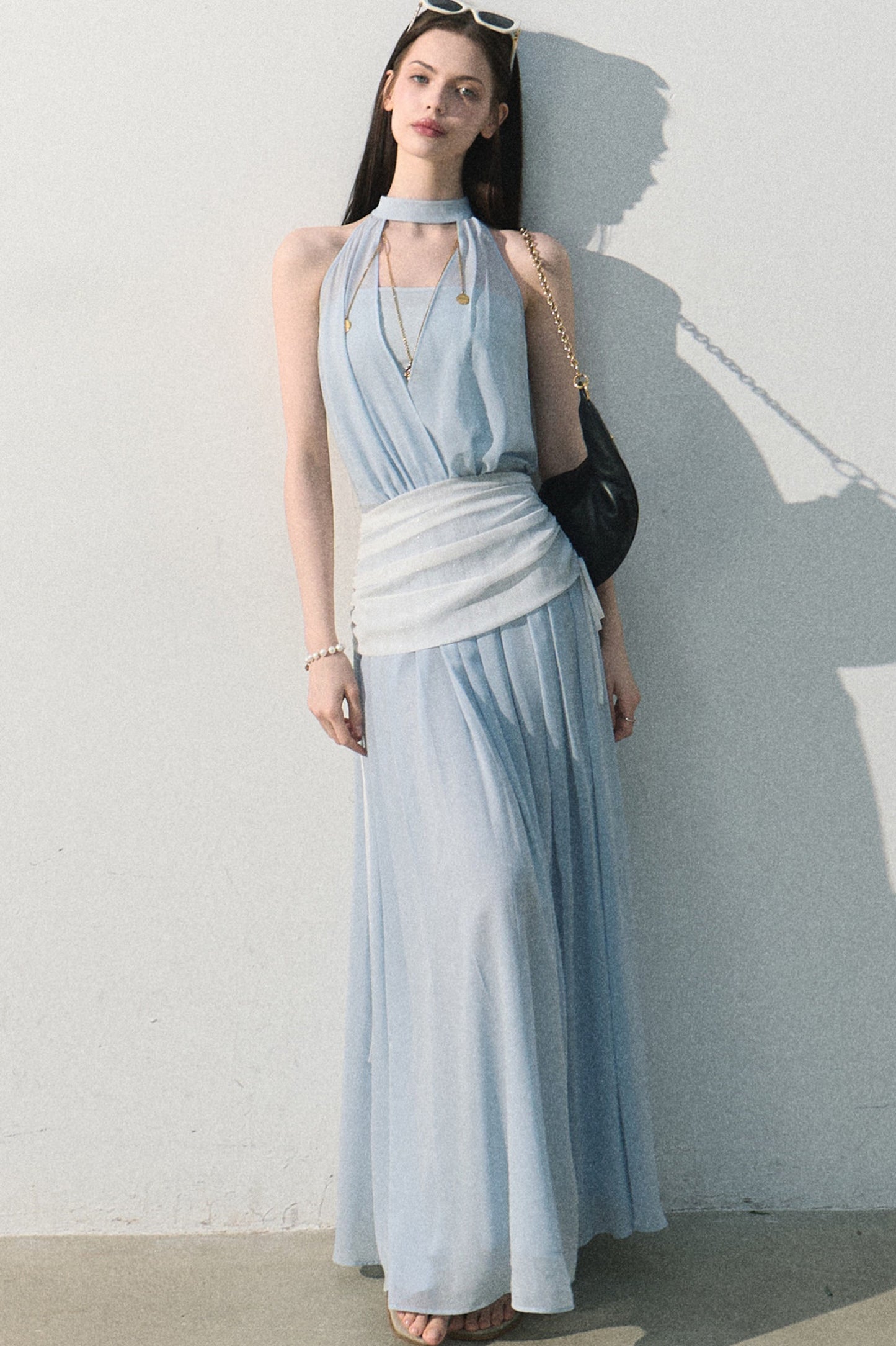 Chiffon Halter Neck Dress