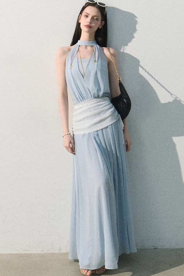 Chiffon Halter Neck Dress