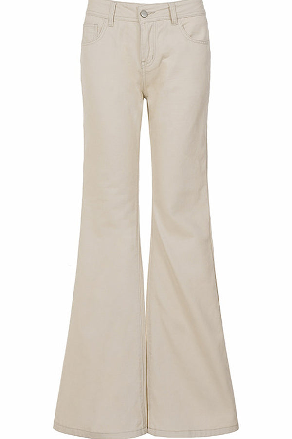 Low-Waist Flared Long Pants